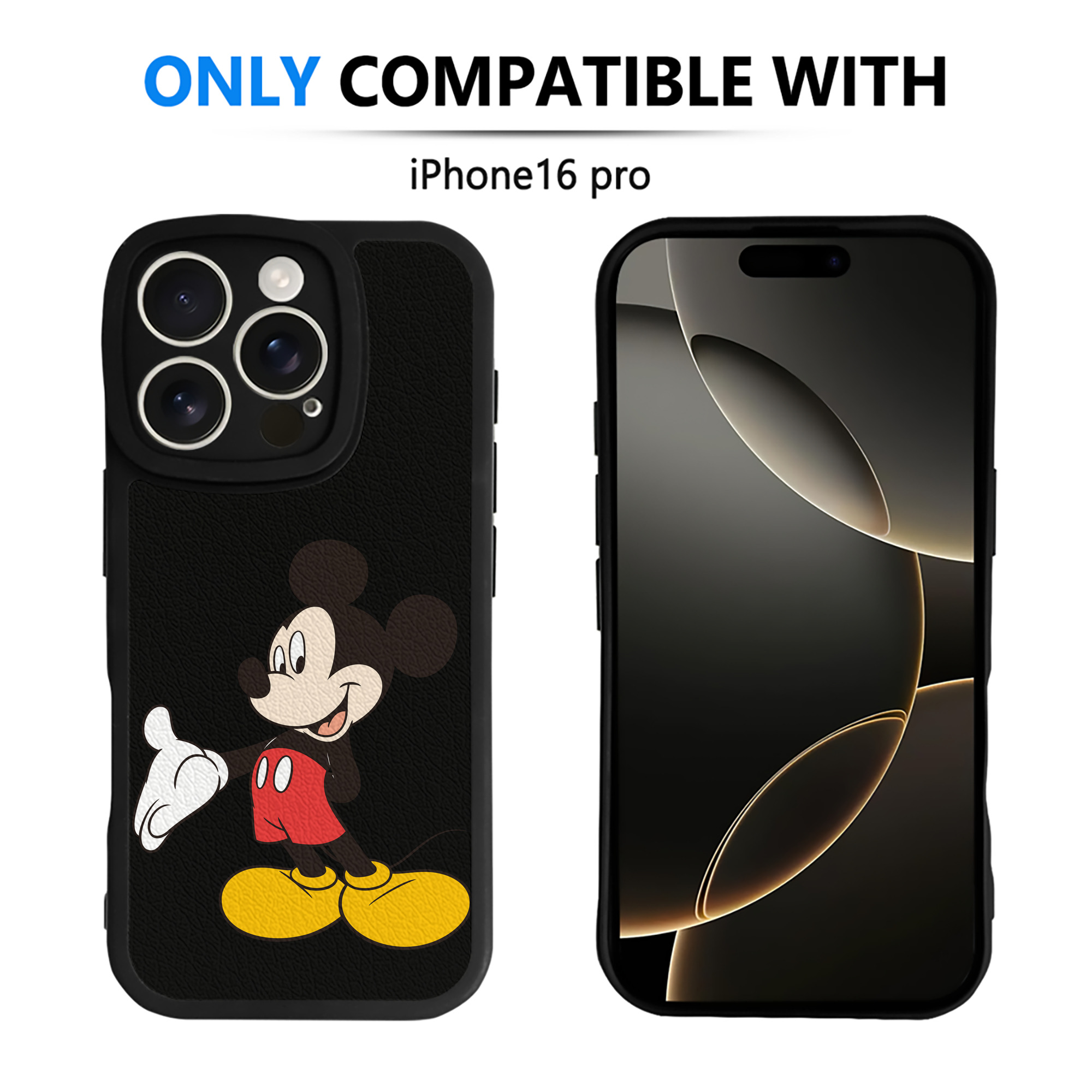 （画像用） ミッキーマウス Mickey Mouse 【iPhone 16シリーズ対応】シリコンスマホケース（レザー調） 材質：シリコン